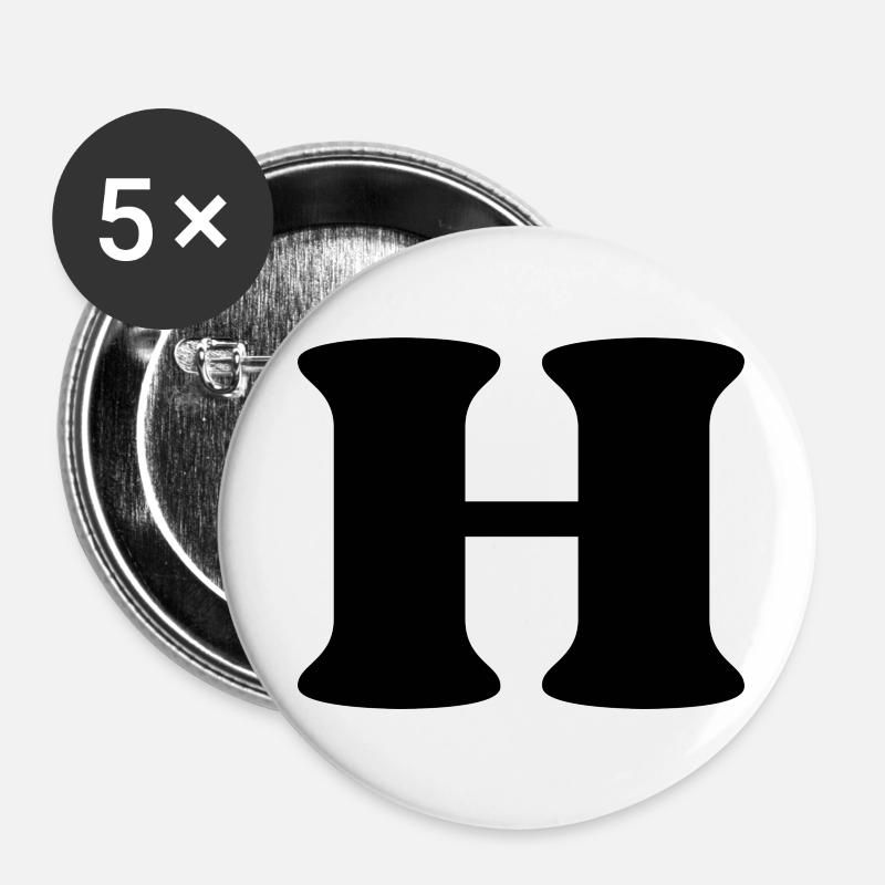 Letter h - Buttons large 2.2''/56 mm (5-pack) - white