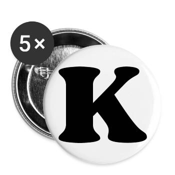 Letter k - Buttons large 2.2''/56 mm (5-pack) - white - Front