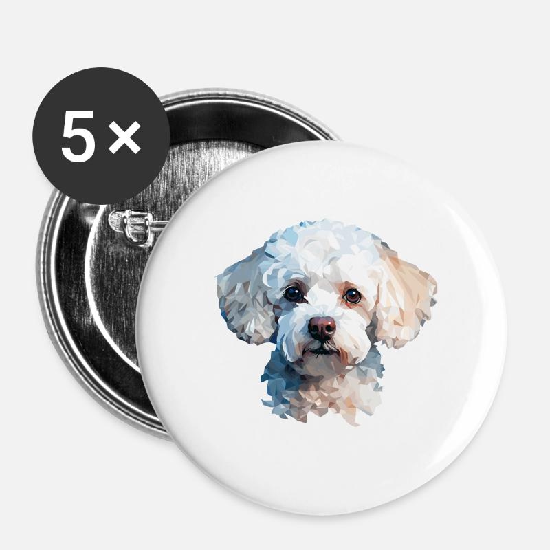 Poodle Polygon Design - Buttons large 2.2''/56 mm (5-pack) - white