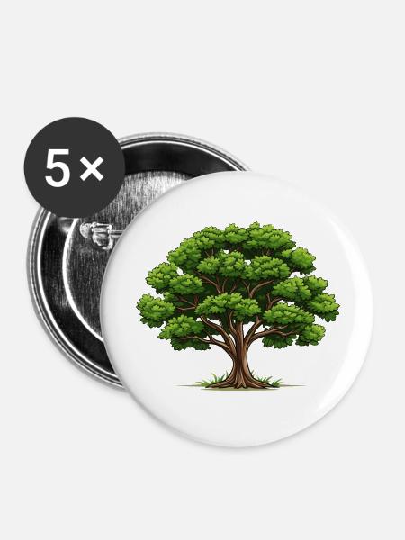 Laubbaum - Naturschutz - Buttons groß 56 mm (5er Pack) - Weiß