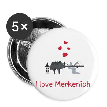 i love merkenich - Buttons groß 56 mm (5er Pack) - Weiß - Vorne