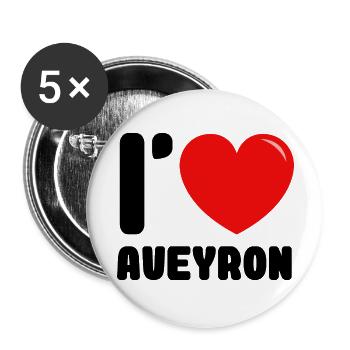 Aveyron Région de France - Lot de 5 grands badges (56 mm) - blanc - Devant
