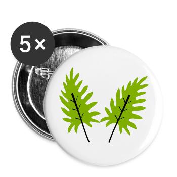 feuilles - Lot de 5 grands badges (56 mm) - blanc - Devant