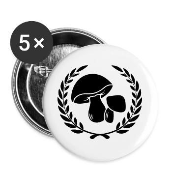 Pilze im Lorbeerkranz - Buttons groß 56 mm (5er Pack) - Weiß - Vorne