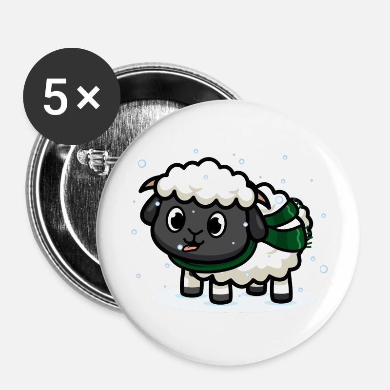 Winter sheep - Buttons large 2.2''/56 mm (5-pack) - white