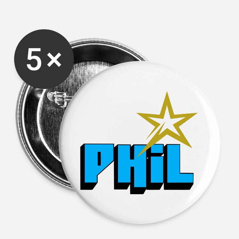 Phil - Buttons large 2.2''/56 mm (5-pack) - white