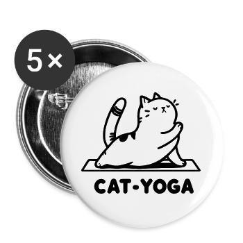Cat Yoga - Humour Félin pour les Amateurs de Yoga - Lot de 5 grands badges (56 mm) - blanc - Devant