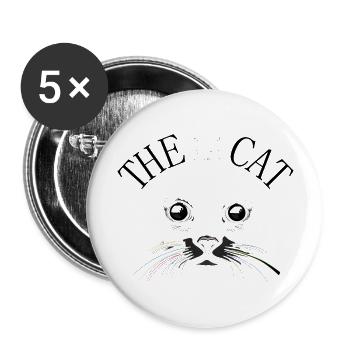 The Cat - Die Katze - Buttons groß 56 mm (5er Pack) - Weiß - Vorne