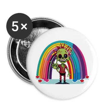 Pride Zombie 04 - Buttons groß 56 mm (5er Pack) - Weiß - Vorne