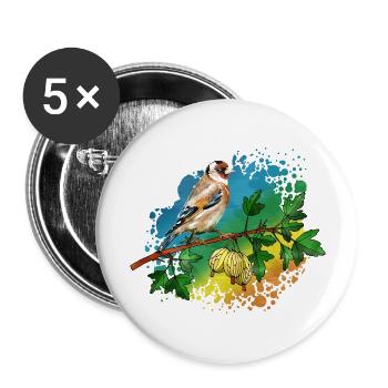 Oiseau coloré - Lot de 5 grands badges (56 mm) - blanc - Devant