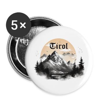 Tirol mit Berge, Geschenkidee Tirol Design - Buttons groß 56 mm (5er Pack) - Weiß - Vorne