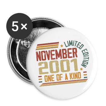 Awesome Since November 2001 Birthday Gift - Buttons large 2.2''/56 mm (5-pack) - white - Front