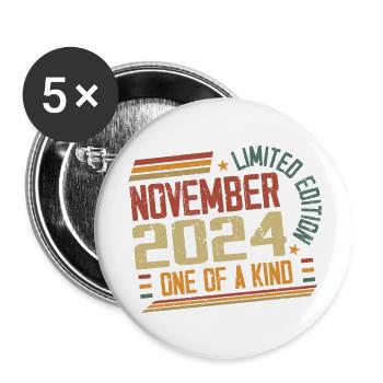 Fantastisch seit November 2024 Geburtstagsgeschenk - Buttons groß 56 mm (5er Pack) - Weiß - Vorne