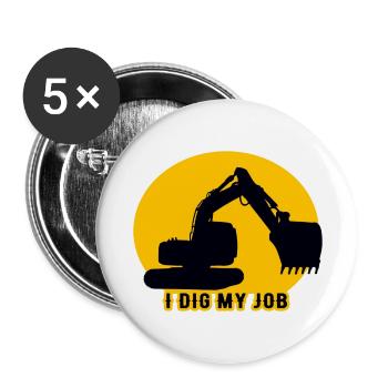 Citation fun conducteur pelleteuse - Lot de 5 grands badges (56 mm) - blanc - Devant
