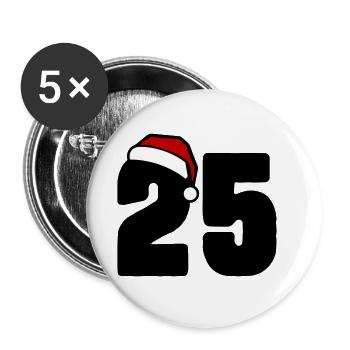 25 Zahl Weihnachten - Buttons groß 56 mm (5er Pack) - Weiß - Vorne