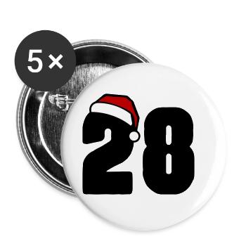 28 Zahl Weihnachten - Buttons groß 56 mm (5er Pack) - Weiß - Vorne