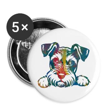 Chien chiot chien mignon Corgi aquarelle Art Cartoon Wof - Lot de 5 grands badges (56 mm) - blanc - Devant