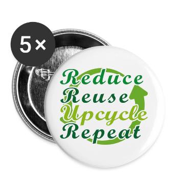 Reduce Reuse Upcycle Repeat - Buttons groß 56 mm (5er Pack) - Weiß - Vorne