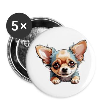Chihuahua Tête De Chien Mignon Animal Amour - Lot de 5 grands badges (56 mm) - blanc - Devant