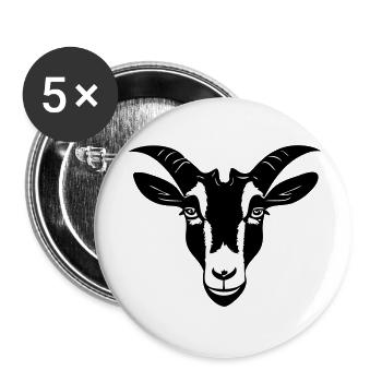 Goat in Black and White Cartoon Drawing Style - Buttons large 2.2''/56 mm (5-pack) - white - Front