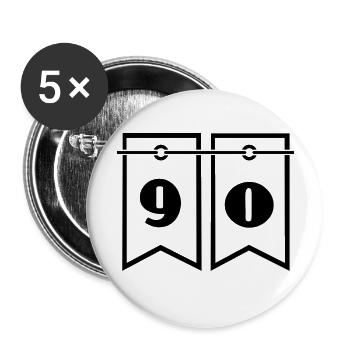 90. 90 ANS. 90e ANNIVERSAIRE. ANNIVERSAIRE 90 ANS. - Lot de 5 grands badges (56 mm) - blanc - Devant