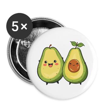 Avocado Love - Buttons groß 56 mm (5er Pack) - Weiß - Vorne