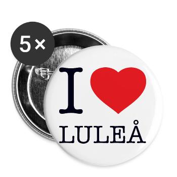 I LOVE LULEA - Buttons groß 56 mm (5er Pack) - Weiß - Vorne