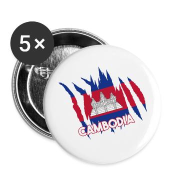Temple du Cambodge Khmer Vintage drapeau je cadeau - Lot de 5 grands badges (56 mm) - blanc - Devant