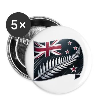 New Zealand Aotearoa Kiwi 1 - Buttons large 2.2''/56 mm (5-pack) - white - Front