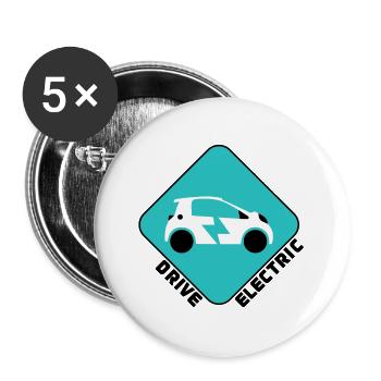 Drive Electric Supercharge - Fans de voitures électriques - Lot de 5 grands badges (56 mm) - blanc - Devant