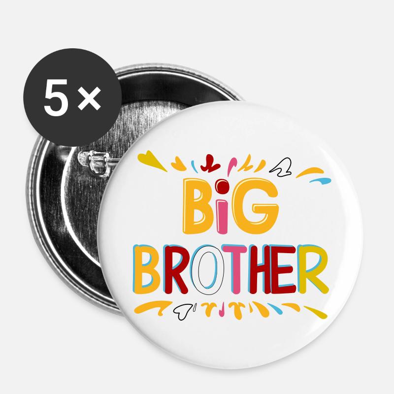 BIG BROTHER - Buttons large 2.2''/56 mm (5-pack) - white