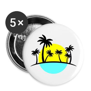 Palmiers de plage 3 - Lot de 5 grands badges (56 mm) - blanc - Devant