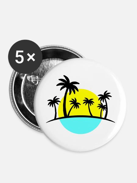 beach palms 3 - Buttons groß 56 mm (5er Pack) - Weiß