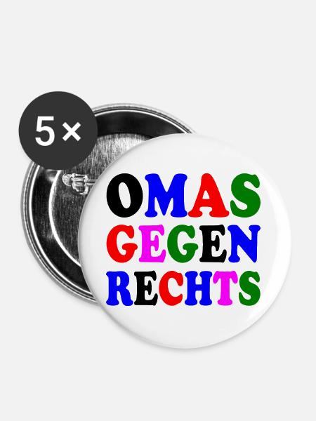 Omas gegen rechts - Buttons groß 56 mm (5er Pack) - Weiß