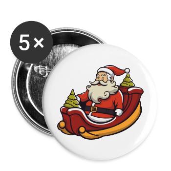 Santa Claus Logo - Buttons large 2.2''/56 mm (5-pack) - white - Front