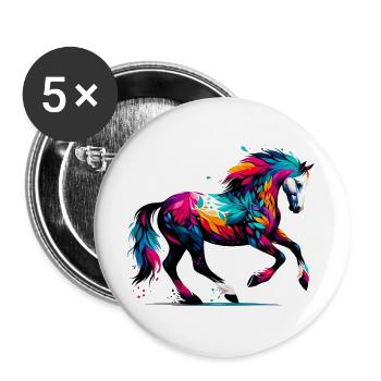 Pferd - Buttons groß 56 mm (5er Pack) - Weiß - Vorne