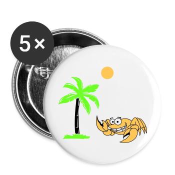 Palmier crabe - Lot de 5 grands badges (56 mm) - blanc - Devant