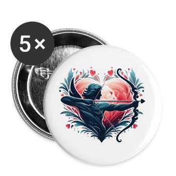 Mythischer Herz-Bogenschütze Illustration - Buttons groß 56 mm (5er Pack) - Weiß - Vorne