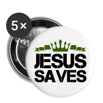 Jésus sauve - Lot de 5 grands badges (56 mm) - blanc - Devant