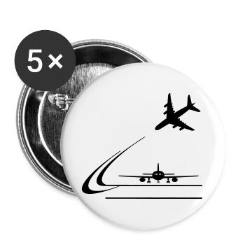 Landung von Flugzeugen - Buttons groß 56 mm (5er Pack) - Weiß - Vorne