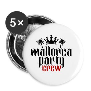 Mallorca Party Crew - Buttons groß 56 mm (5er Pack) - Weiß - Vorne