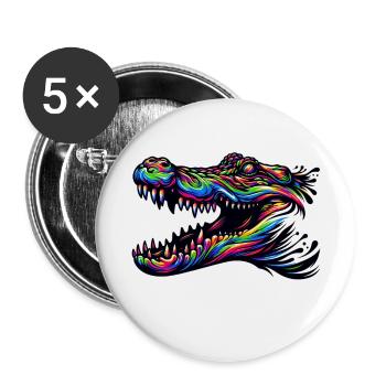 Alligator, Crocodile - Buttons large 2.2''/56 mm (5-pack) - white - Front