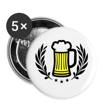 Beer Symbol Booze - Buttons large 2.2''/56 mm (5-pack) - white - Front