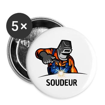 Masque de soudeur - Lot de 5 grands badges (56 mm) - blanc - Devant