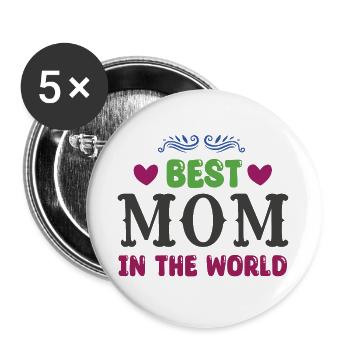 Meilleure maman du monde - Lot de 5 grands badges (56 mm) - blanc - Devant