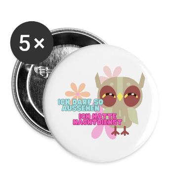 Pflegekraft Nachtdienst, Nachteule - Buttons groß 56 mm (5er Pack) - Weiß - Vorne