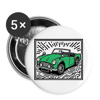 Green Classic Car - Buttons large 2.2''/56 mm (5-pack) - white - Front