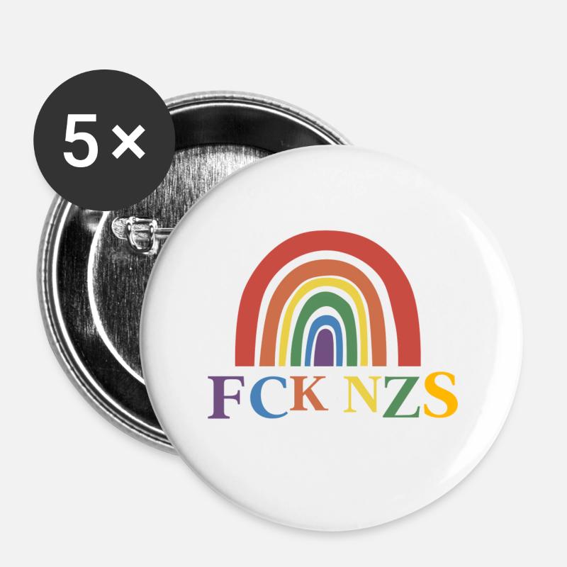 FCK NZS - Buttons large 2.2''/56 mm (5-pack) - white