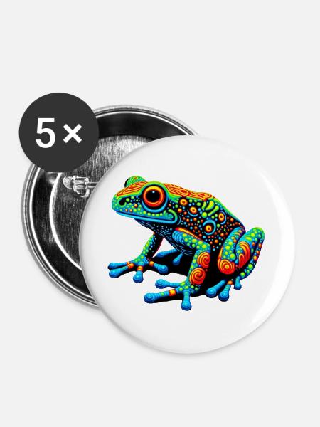 Frosch - Buttons groß 56 mm (5er Pack) - Weiß
