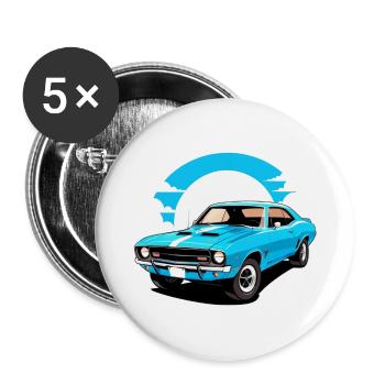voiture vintage couché de soleil - Lot de 5 grands badges (56 mm) - blanc - Devant